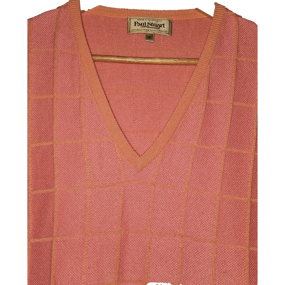 🔥Awesome 🔥PAUL STUART Wool & Cashmere Pink Orange Sweater Vest XL *Excellent*